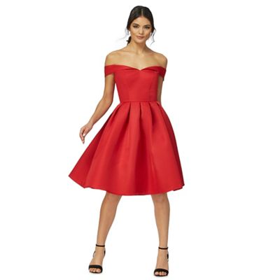 Chi Chi London Red 'Jade' pleated dress